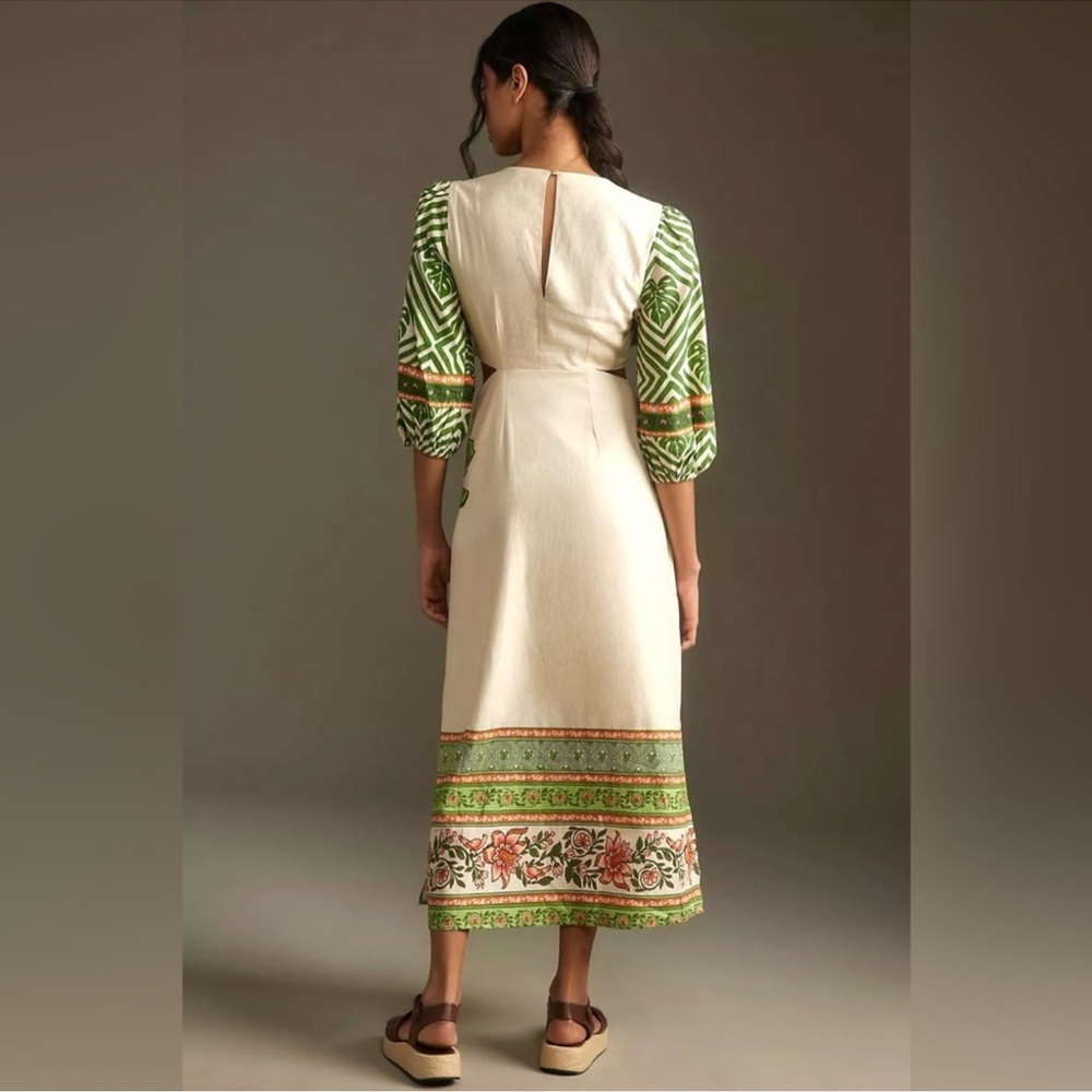 FARM RIO x ANTHROPOLOGIE Palm V-Neck Midi Dress Size S *New with Flaw* - Picture 9 of 16